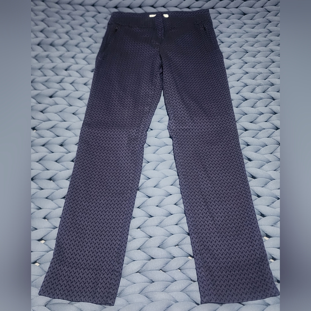 Margaret M Slimming Pants Navy Black Pattern with Pockets Women’s Size S/P